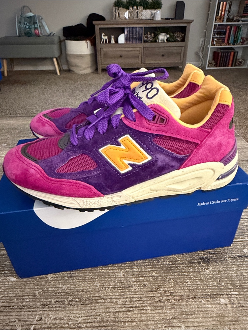 New Balance Teddy Santis 990v2 Made in USA ‘Purple Yellow’ sneakers